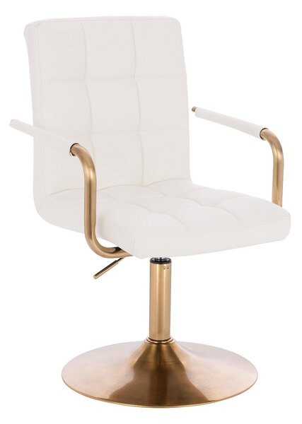 HC1015NP Fehér modern műbőr szék arany lábbal