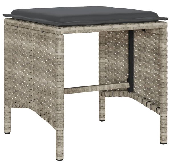 4 részes világosszürke polyrattan kerti ülőgarnitúra párnákkal