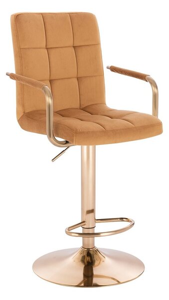 HC1015WP Mézbarna modern velúr szék arany lábbal