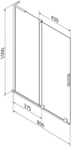 Mexen Velar L kétpaneles görgős zuhanyfal, 80 x 150 cm, homályos, gun metal - 896-080-003-31-95