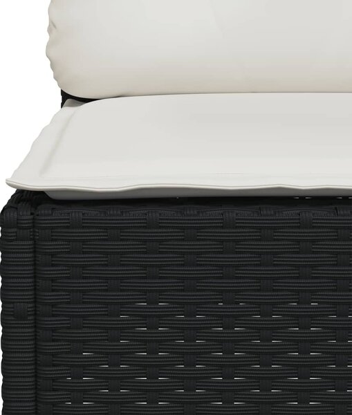 5 részes fekete polyrattan kerti kanapészett párnákkal