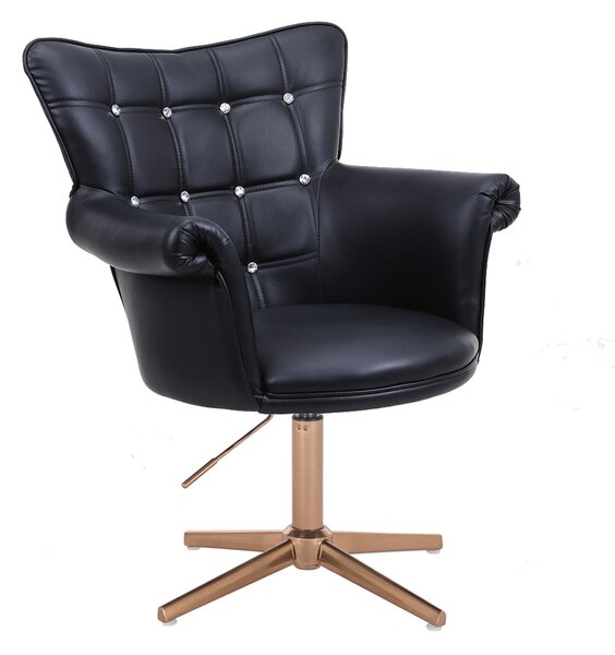HC804CCROSS XXL Fekete modern műbőr szék arany lábbal