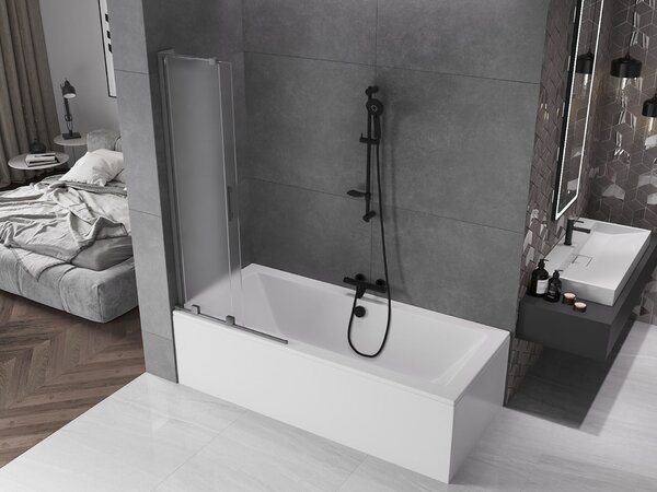 Mexen Velar L kétpaneles görgős zuhanyfal, 80 x 150 cm, homályos, gun metal - 896-080-003-31-95
