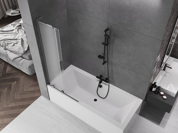 Mexen Velar L kétpaneles görgős zuhanyfal, 80 x 150 cm, homályos, gun metal - 896-080-003-31-95
