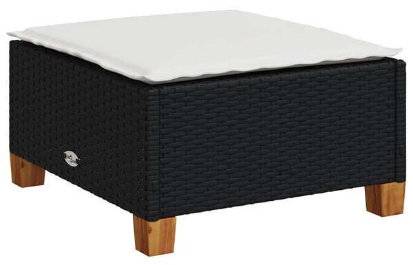 8 részes fekete polyrattan kerti ülőgarnitúra párnákkal