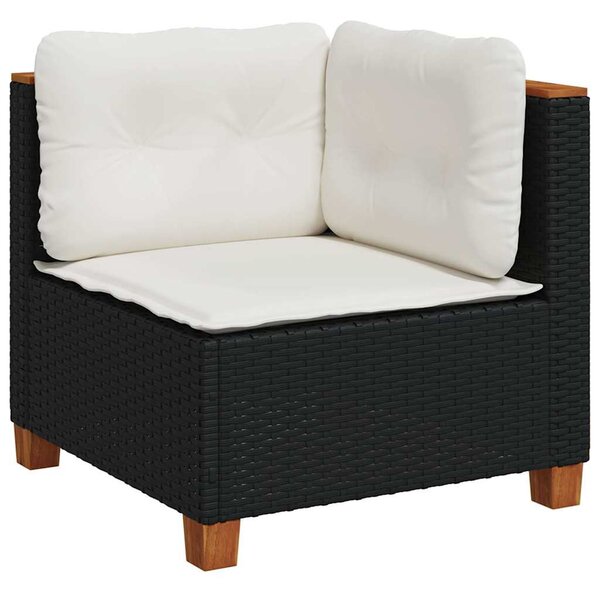 9 részes fekete polyrattan kerti ülőgarnitúra párnákkal