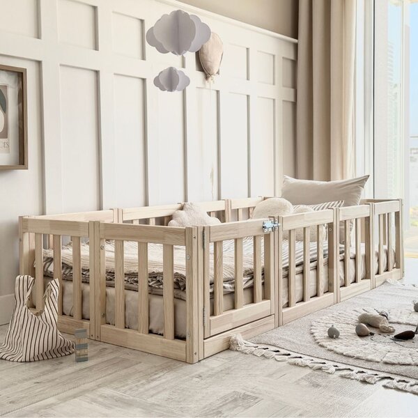 Luloo Modulo Natúr Montessori Gyerekágy Zárható Ajtóval (90x200 cm)