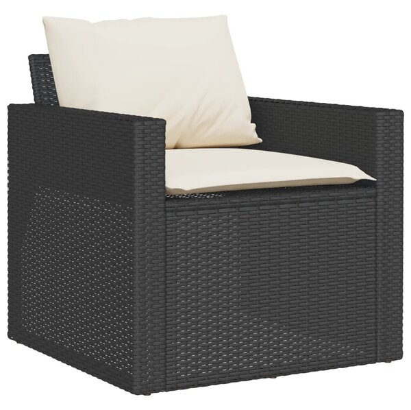 6 részes fekete polyrattan kerti ülőgarnitúra párnákkal