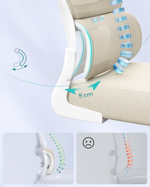SONGMICS ergonomikus irodai szék dupla rétegű légáteresztő hálós anyaggal homokbézs