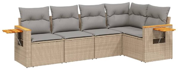 5 részes bézs polyrattan kerti ülőgarnitúra párnákkal