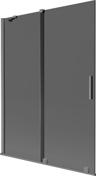 Mexen Velar kétszárnyú, eltolható fürdőkádparaván 130 x 150 cm, grafit, gun metal - 896-130-000-41-95