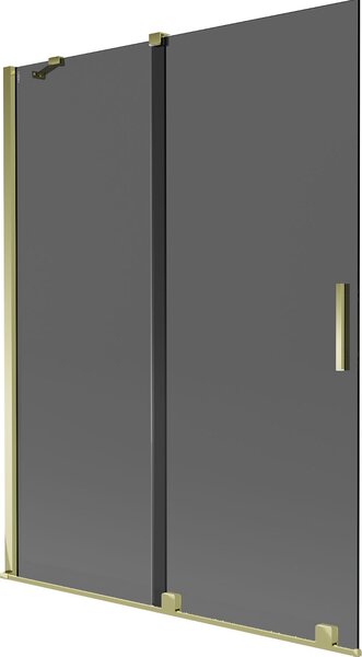 Mexen Velar kétszárnyú tolható 130 x 150 cm-es kádparaván, grafit, arany - 896-130-000-41-50