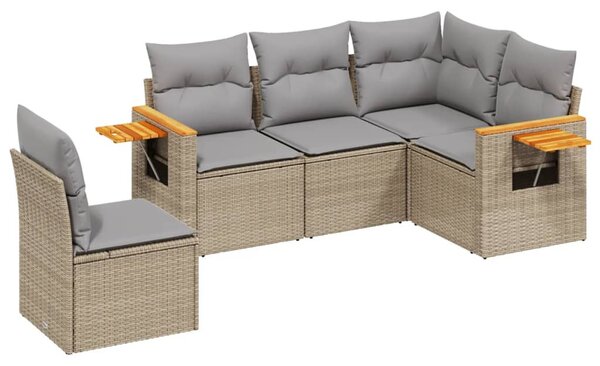 5 részes bézs polyrattan kerti ülőgarnitúra párnákkal