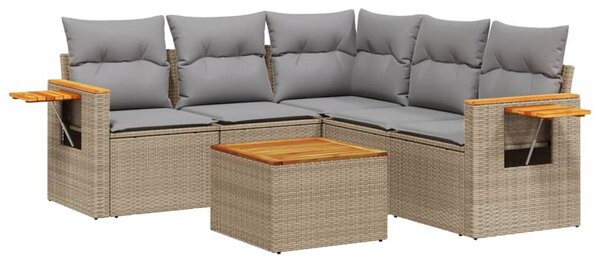 6 részes bézs polyrattan kerti ülőgarnitúra párnával