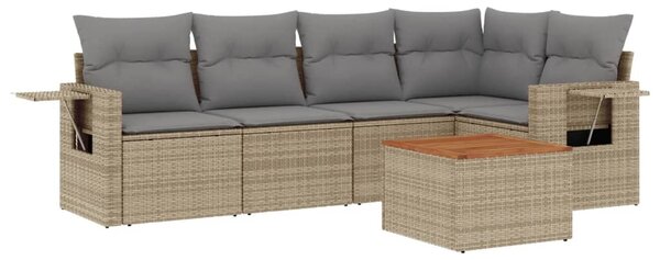 6 részes bézs polyrattan kerti ülőgarnitúra párnával