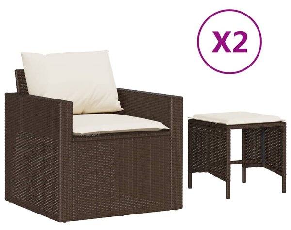 4 részes barna polyrattan kerti ülőgarnitúra párnákkal