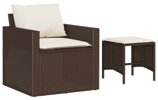 4 részes barna polyrattan kerti ülőgarnitúra párnákkal