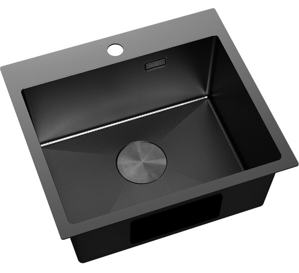 Mexen Solix, 1 rekeszes rozsdamentes mosogató 500 x 450 mm, fekete, méhsejtmintás, 6402501000-70HC