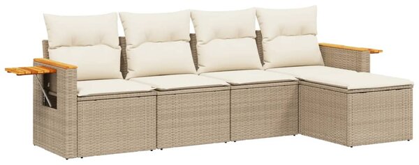 5 részes bézs polyrattan kerti ülőgarnitúra párnákkal