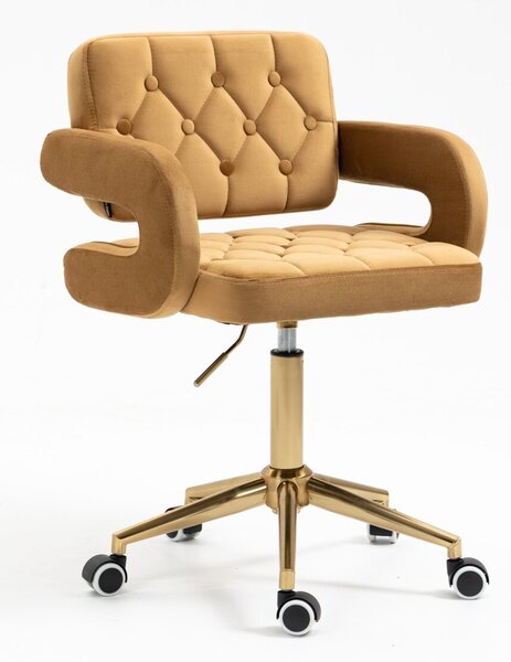 HR8403K Mézbarna modern velúr szék arany lábbal