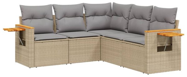 5 részes bézs polyrattan kerti ülőgarnitúra párnákkal
