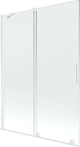 Mexen Velar kétajtós eltolható fürdőkád paraván 130 x 150 cm, átlátszó, fehér - 896-130-000-01-20