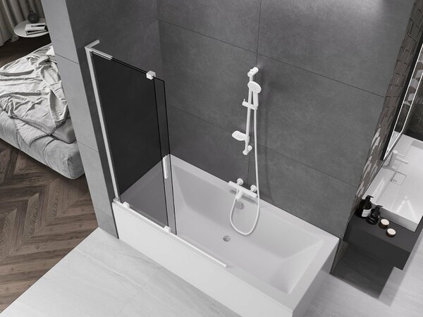 Mexen Velar L kádparaván 2-szárnyú toló 120 x 150 cm, grafit, fehér - 896-120-003-41-20