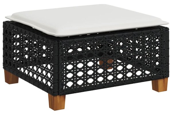 6 részes fekete polyrattan kerti ülőgarnitúra párnákkal