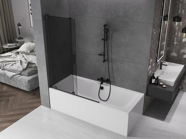 Mexen Velar L 2-szárnyú toló kádparaván 120 x 150 cm, grafit, fekete - 896-120-003-41-70