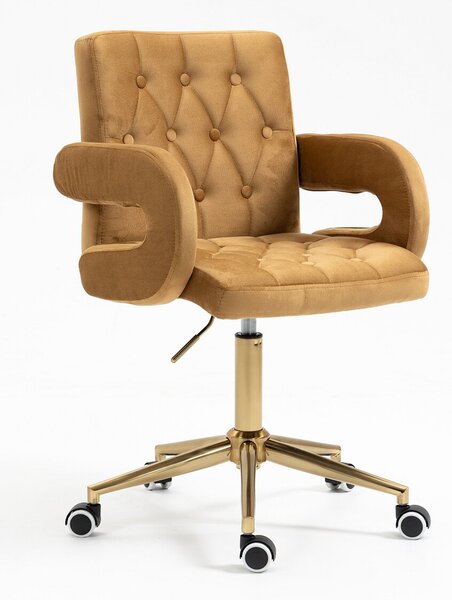 HR8404K Mézbarna modern velúr szék arany lábbal