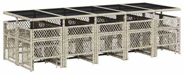 15 részes szürke polyrattan kerti étkezőgarnitúra párnákkal