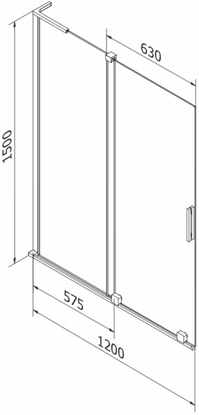 Mexen Velar L 2-szárnyú toló kádparaván 120 x 150 cm, grafit, fekete - 896-120-003-41-70