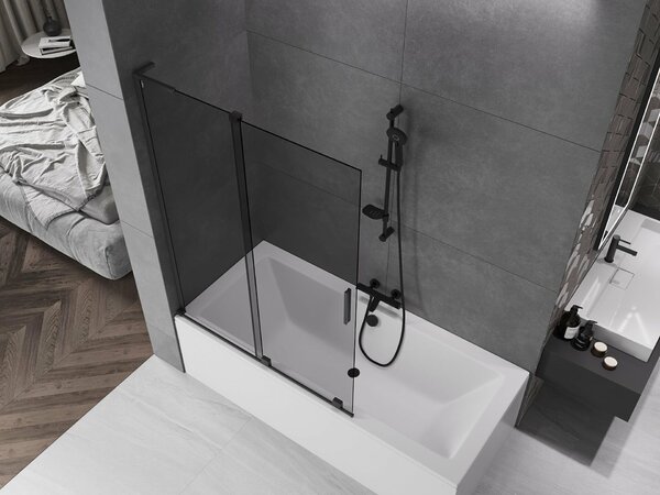Mexen Velar L 2-szárnyú toló kádparaván 120 x 150 cm, grafit, fekete - 896-120-003-41-70