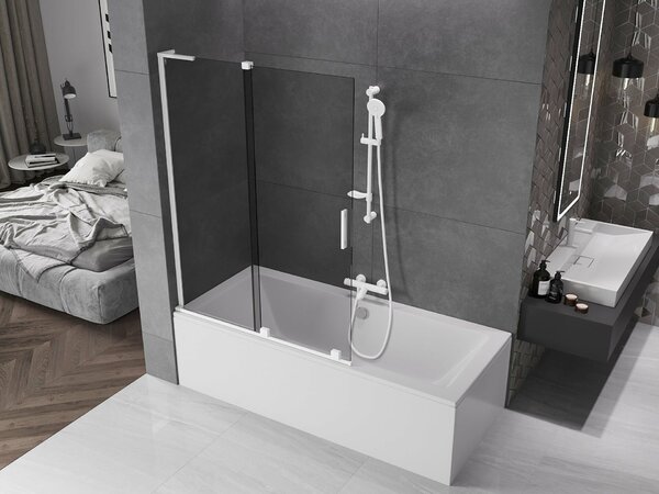 Mexen Velar L kádparaván 2-szárnyú toló 120 x 150 cm, grafit, fehér - 896-120-003-41-20