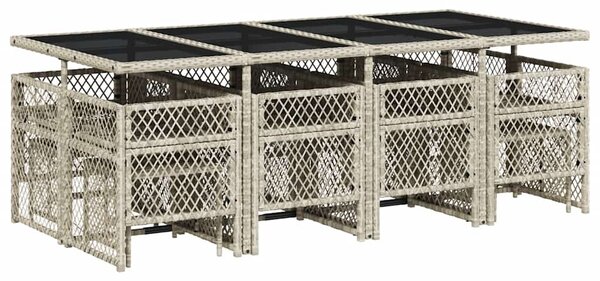 13 részes szürke polyrattan kerti étkezőgarnitúra párnákkal