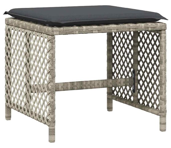 15 részes szürke polyrattan kerti étkezőgarnitúra párnákkal