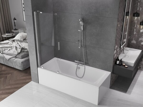 Mexen Velar 2-szárnyú toló kádparaván, 130 x 150 cm, átlátszó, króm - 896-130-000-01-01