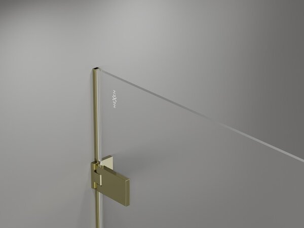 Mexen Lunar-F L, zuhany sarok jobb 80 x 70 cm, 8mm átlátszó üveg, arany profil, 836L-080-070-50-00-P
