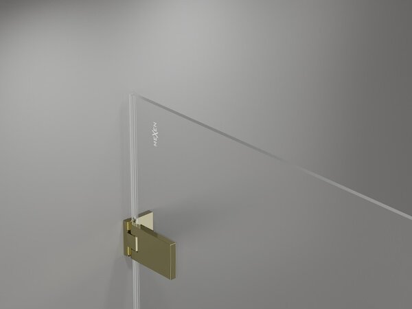 Mexen Lunar-F L, zuhany sarok jobb 80 x 70 cm, 8mm átlátszó üveg, arany profil, 836L-080-070-50-00-P
