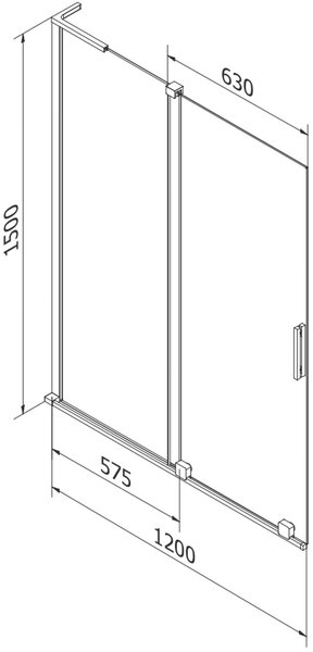 Mexen Velar L kétszárnyú tolózuhanyfal 120 x 150 cm, fagyott, polírozott nikkel - 896-120-003-31-97