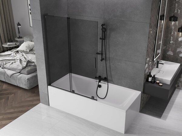 Mexen Velar L 2-szárnyú toló kádparaván 120 x 150 cm, grafit, fekete - 896-120-003-41-70