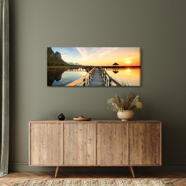 Fából készült móló képe (120x50 cm)