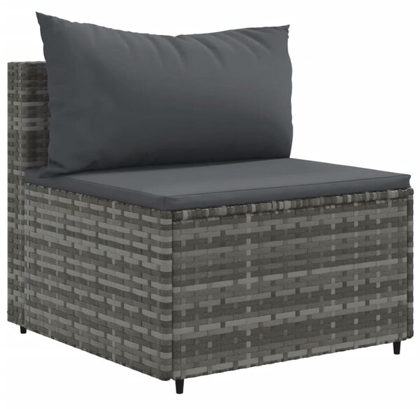 10 részes szürke polyrattan kerti ülőgarnitúra párnákkal