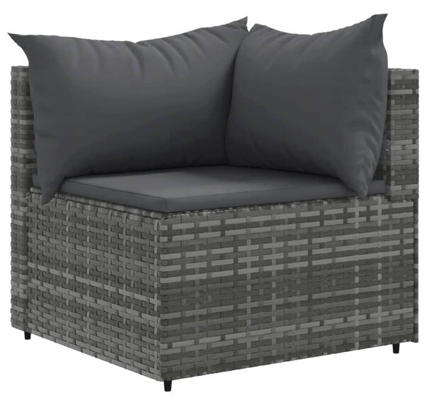 10 részes szürke polyrattan kerti ülőgarnitúra párnákkal