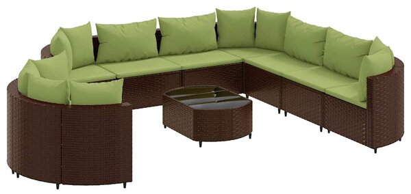 10 részes barna polyrattan kerti ülőgarnitúra párnákkal