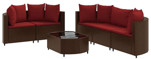 6 részes barna polyrattan kerti ülőgarnitúra párnával