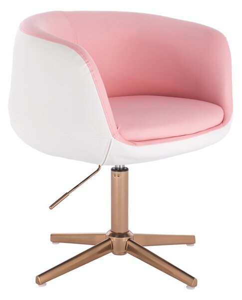 HC333CROSS Rózsaszín-Fehér modern szék arany lábbal