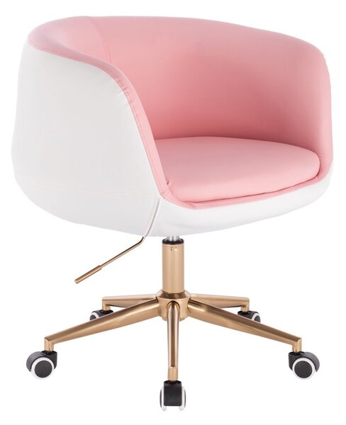 HC333K Rózsaszín-Fehér modern szék arany lábbal
