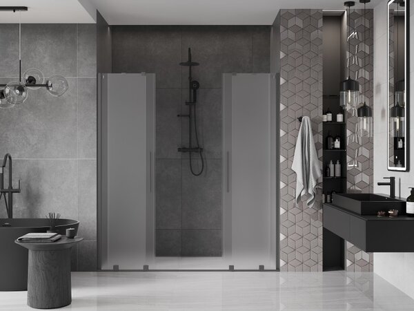 Mexen Velar Duo, tolózuhanyajtó nyitáshoz 170 cm, 8 mm-es matt üveg, polírozott grafit, 871-170-000-32-95
