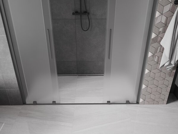 Mexen Velar Duo, tolózuhanyajtó nyitáshoz 170 cm, 8 mm-es matt üveg, polírozott grafit, 871-170-000-32-95